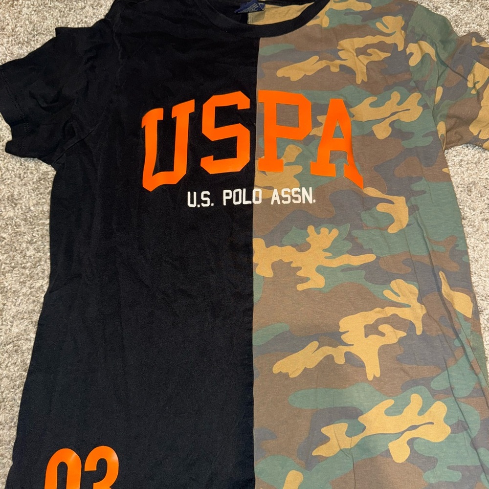 U.S. Polo Assn. Kids Black and Camouflage Tee